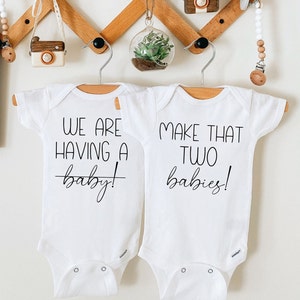 Surprise Twin Pregnancy Announcement Onesies ®, Twin Baby Announcement, Baby Onesies ® for Twins,