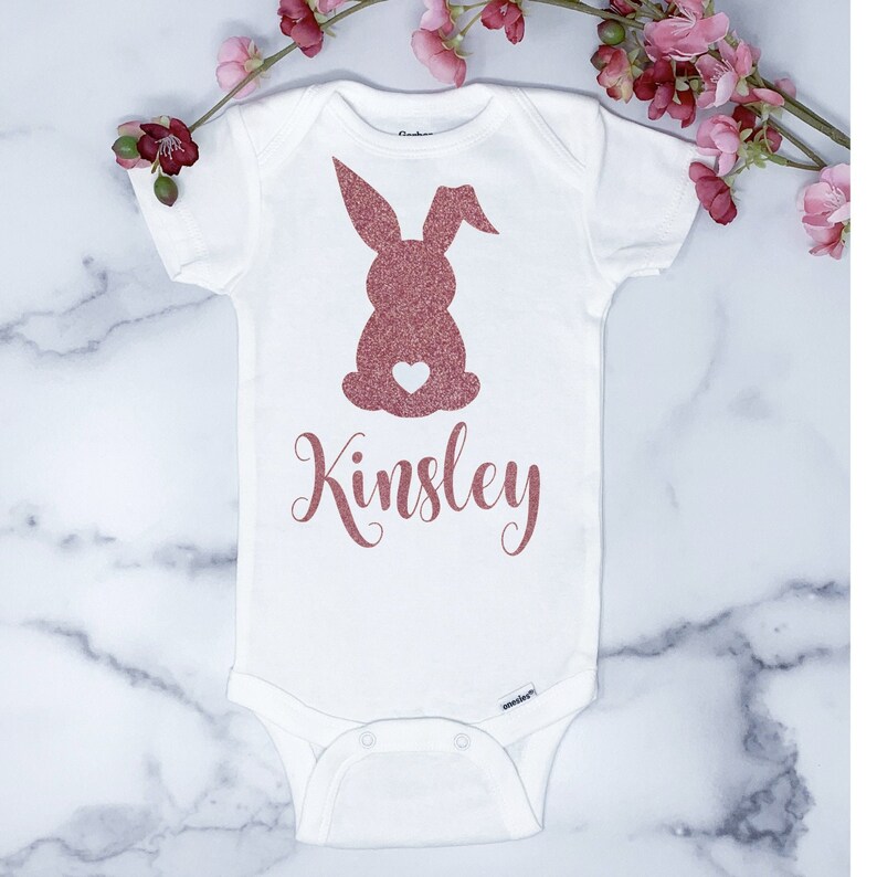 Baby Girl Easter Outfit Bunny Onesie Personalized Gift Etsy UK