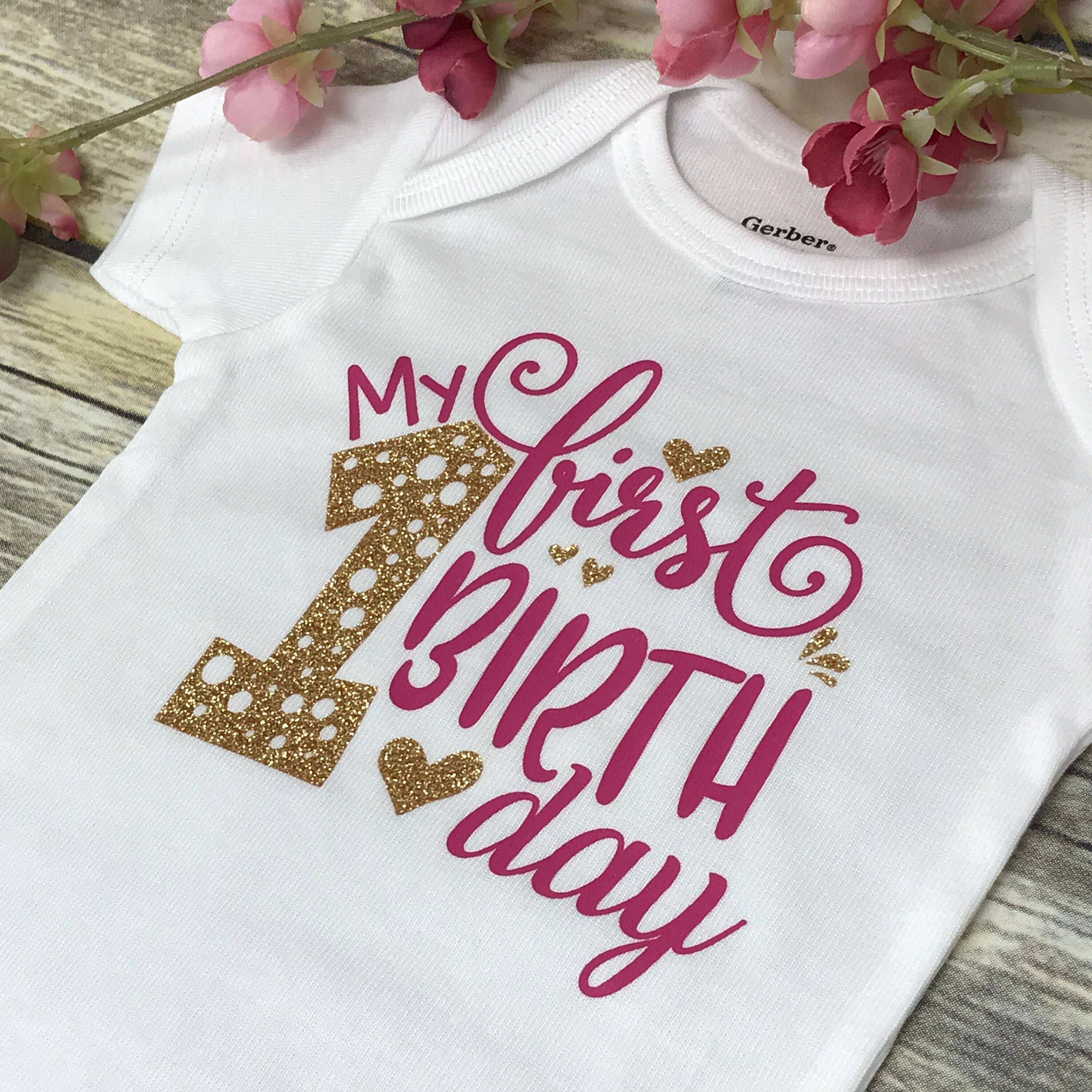 1st Birthday Girl Outfit First Birthday Onesie Baby Girl Etsy