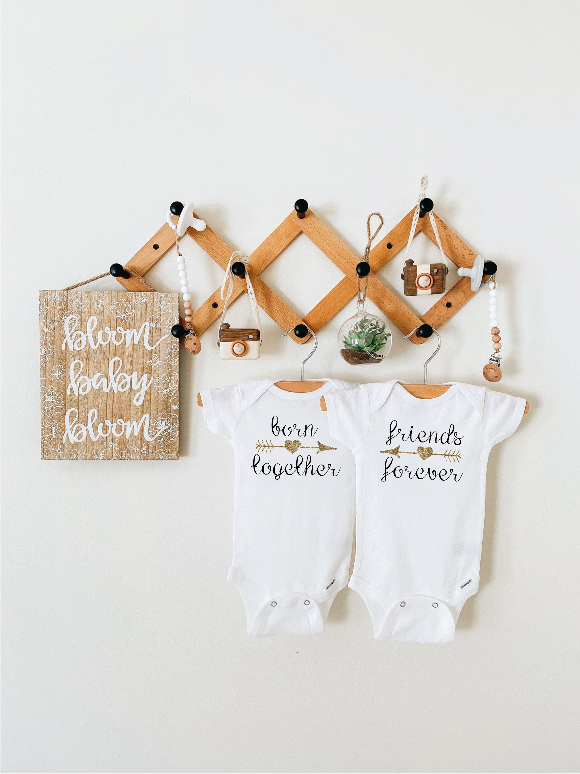 Born Together Friends Forever, Twin Onesies ®, Twins, Baby Shower Gift,