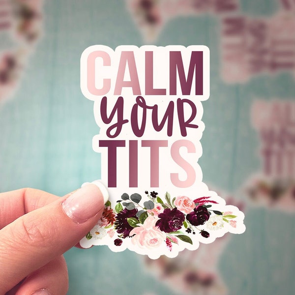 calm your tits waterproof sticker, funny sticker, sarcasm decals, tumbler sticker, adult sticker, fridge magnet