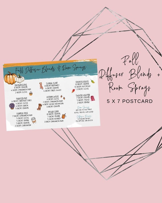 Printable Fall Diffuser Recipe Card, Fall Room Sprays, Fall Blends, Autumn Oils, Fall Oils, Young Living Essential Oils, Fall Make \u0026 Take