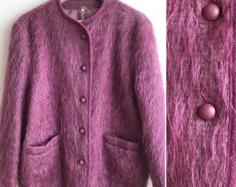 raspberry coloured cardigan