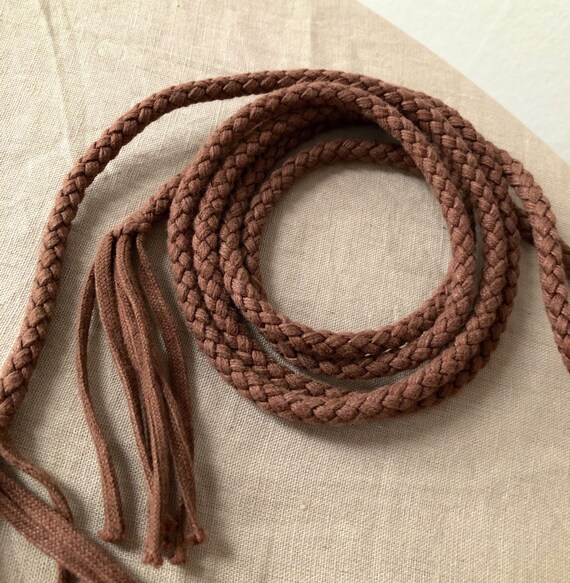 Vintage Rope Tassel Belt Brown Rope 
