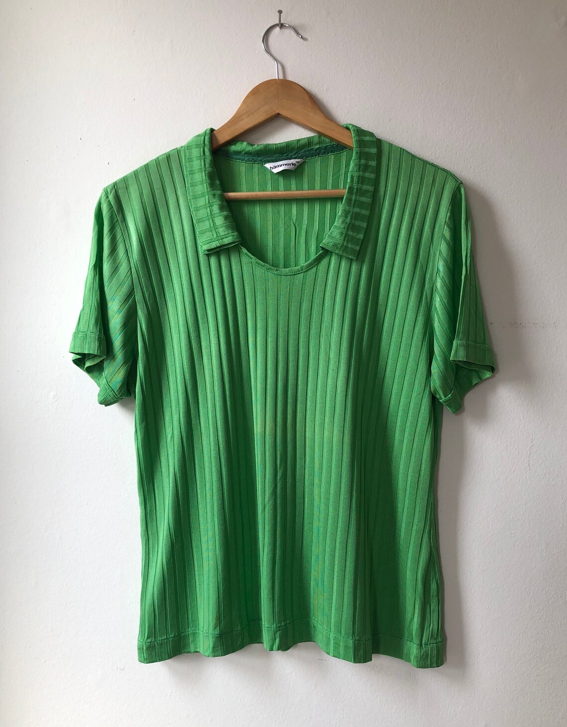 Vintage Green Micro Knit Polo T-shirt Chartreuse Fine Rib | Etsy