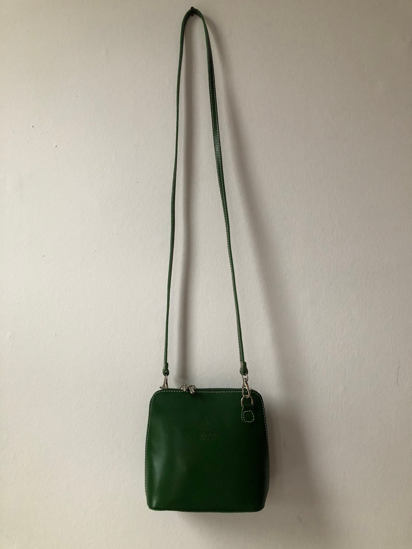 Small Green Leather Crossbody Bag by Vera Pelle Italy Etsy