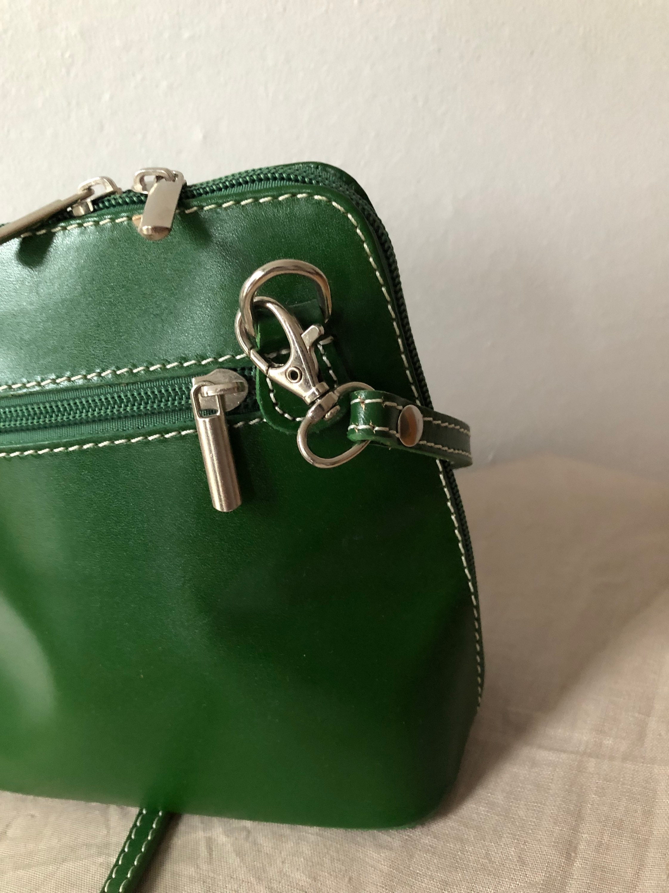 Small Green Leather Crossbody Bag by Vera Pelle Italy Etsy