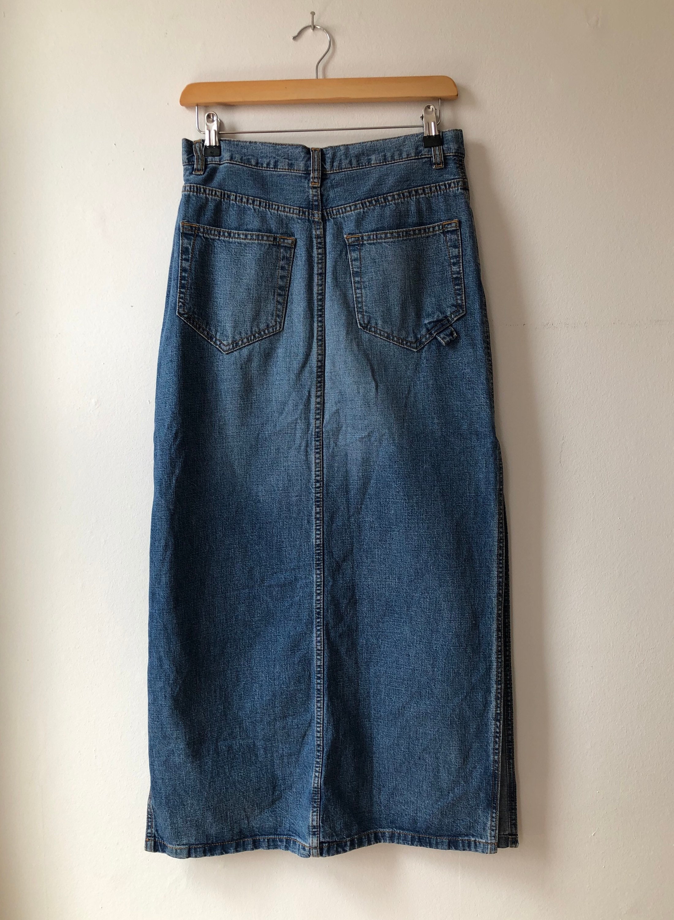 Vintage Blue Denim Maxi Skirt Y2K H&M Long Skirt Vintage Etsy