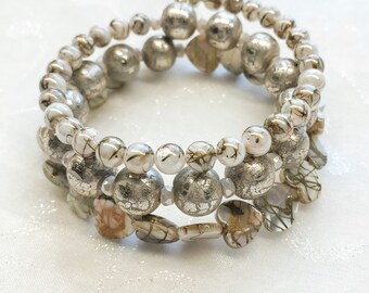 Gold Pearl Wrap Cuff Bracelet