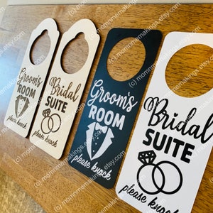 Bridal Suite & Groom's Room-  Please Knock (Sold as Pair) Door Tag - Wedding Bride Groom
