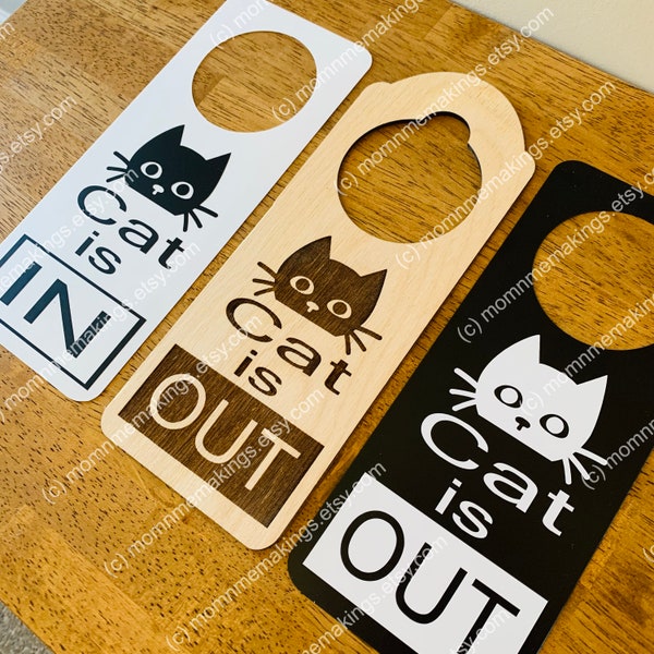 Cat In & Out (Double Sided) Door Tag - Cat Kitten - Pet Inside Outside