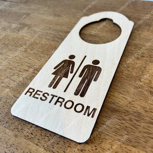 Restroom Sign- Restroom Bathroom - Door Tag Hanger - Etsy