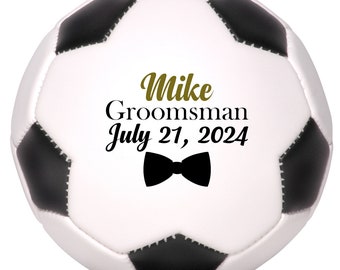 Custom Groomsmen Soccer Ball Proposal Gift for Wedding Party | Customizable with Name and Wedding Date