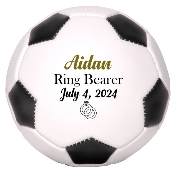 Custom Ring Bearer Soccer Ball Proposal Gift for Wedding Party Ring Security | Customizable with Name and Wedding Date