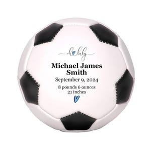 Personalized Baby Birth Announcement Soccer Ball, Custom Newborn Gift for Baby Shower, Gender Reveal Party, or Nursery Decor