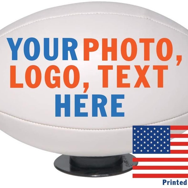 Personalized Custom Full Size 9” Rugby Ball | Customized with Name, Photo, or Text | Trophy or Gift for Coach, Son, Boyfriend, Daughter