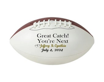 Custom Great Catch You’re Next Football for Wedding Garter Toss Personalize Football with Mr & Mrs Couple Names and Wedding Date