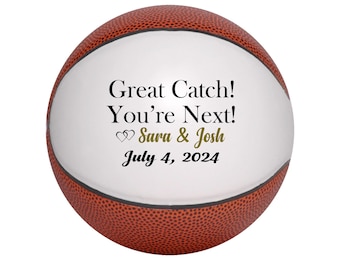 Custom Great Catch You’re Next Basketball for Wedding Garter Toss Personalize Basketball with Mr & Mrs Couple Names and Wedding Date