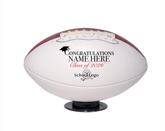 Graduation Gift Football Custom with Name & School Logo for Him, Her, Grad,  for High School, University, College