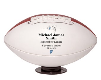 Personalized Baby Birth Announcement Football, Custom Newborn Gift for Baby Shower, Gender Reveal Party, or Nursery Decor