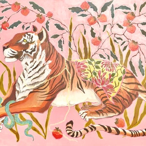 ART PRINT Tiger on Pink by Paige Gemmel