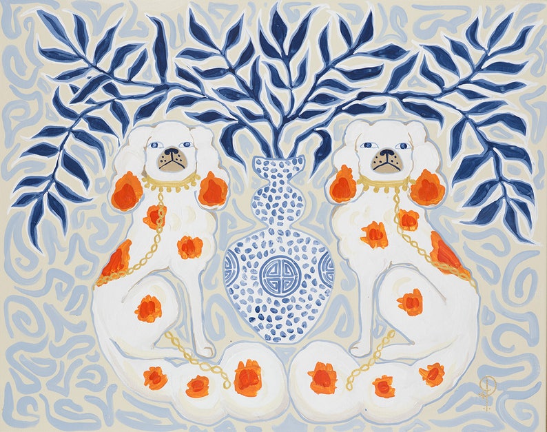 ART PRINT Staffordshire Dogs Chinoiserie by Paige Gemmel 