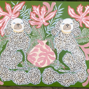 ART PRINT -  Staffordshire Dogs in Pink and Green