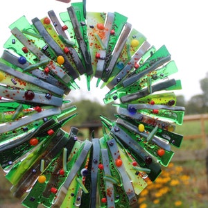 Wreath in fused glass. 27 cm x 27 cm colourful and festive or your choice for year round use. Handmade image 3