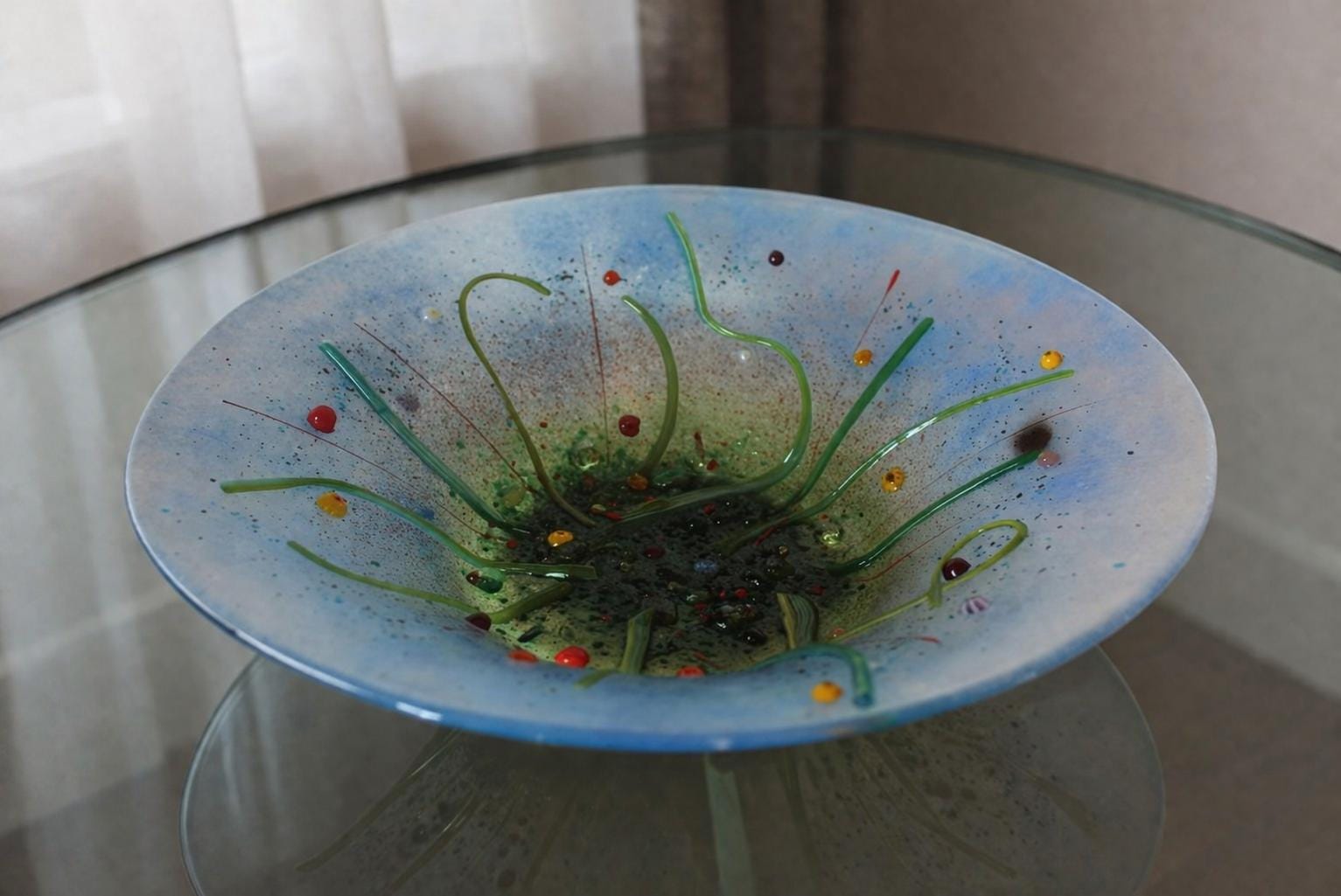 Large blue green glass bowl - Etsy 日本