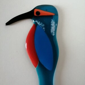 Fused Glass Kingfisher Garden Art - Handmade Copper Plant Pot Decoration / weatherproof image 10