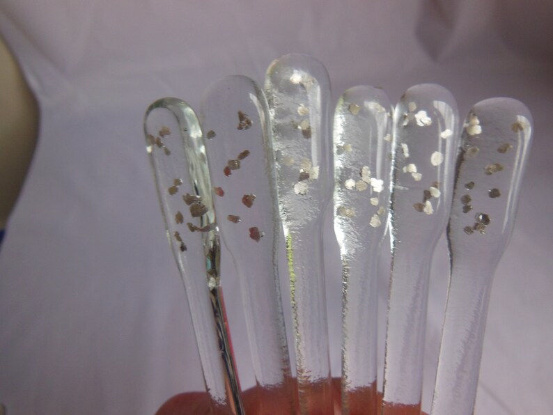 Gold / Silver Flake Fused Glass Swizzle Sticks Single of Sets Etsy UK