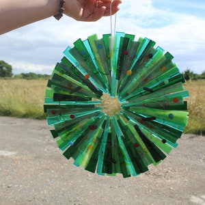 Wreath in fused glass. 27 cm x 27 cm colourful and festive or your choice for year round use. Handmade image 5