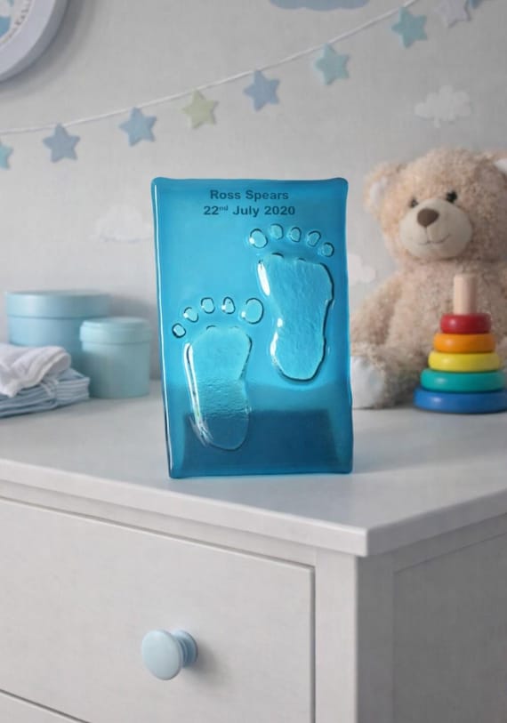 Fused Glass Footprint Keepsake: Baby Handprint Art Display