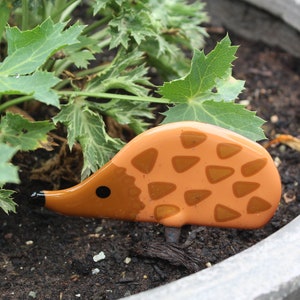 Hedgehog Garden art  made from kiln fired glass on a 7" copper rod for the garden and planters.MTO