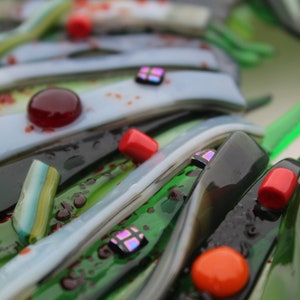 Wreath in fused glass. 27 cm x 27 cm colourful and festive or your choice for year round use. Handmade image 4