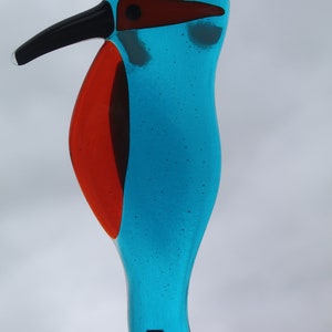 Fused Glass Kingfisher Garden Art - Handmade Copper Plant Pot Decoration / weatherproof image 5