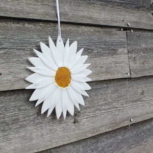 Daisy  wall art, mobile or sun catcher. Handmade in fused glass (Kiln fired) Lovely gift.