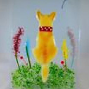 Personalized Fused Glass Dog Portrait - Custom made or Pet Memorial with ashes