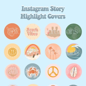 Zomer strand retro boho Instagram verhaal cover, Instagram hoogtepunt covers, boho ig highlights, covers voor Instagram highlights, IG covers