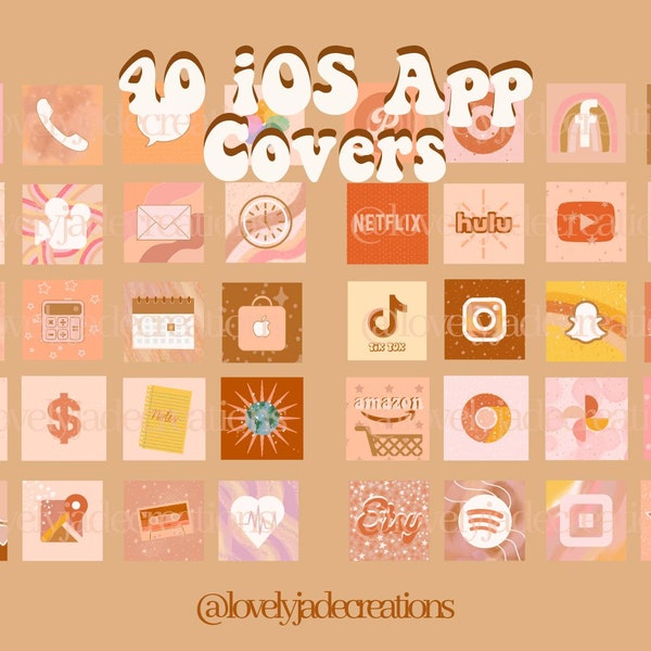 40 Boho iOS 14 App Icons, Boho App Icons, Hippie iOS icons, Hippie iOS 14 App Icons, iOS 14 icon set, iOS14 App Icons