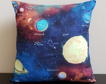 Outer Space / Planets / Solar System - 14" x 14" Throw Pillow Cover