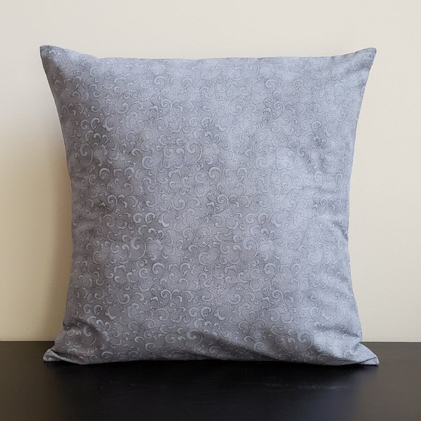 Smoky Gray Swirls - 16" x 16" Throw Pillow Cover