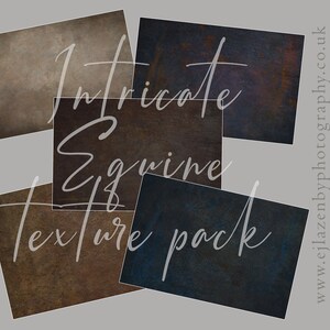 May include: Intricate Egrine Texture Pack, a set of four digital backgrounds featuring a range of textures and colours, including brown, blue, and black. The textures evoke the look of aged paper, metal, and wood.