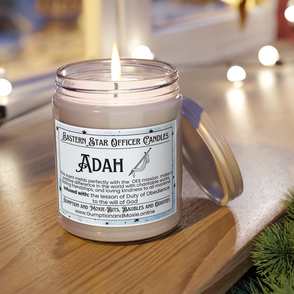 Adah Eastern Star Officer Candle, 9oz Scented Candles, Friendship and Service Gift for her, Masonic and Fraternal gifts for  Women, Sister