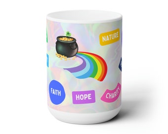 Rainbow for Girls Color Station Ceramic Mug 15oz, Sisterhood, Masonic Youth, IORG