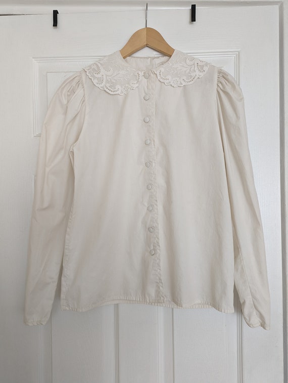 Vintage 1980s Laura Ashley ivory blouse beautiful!