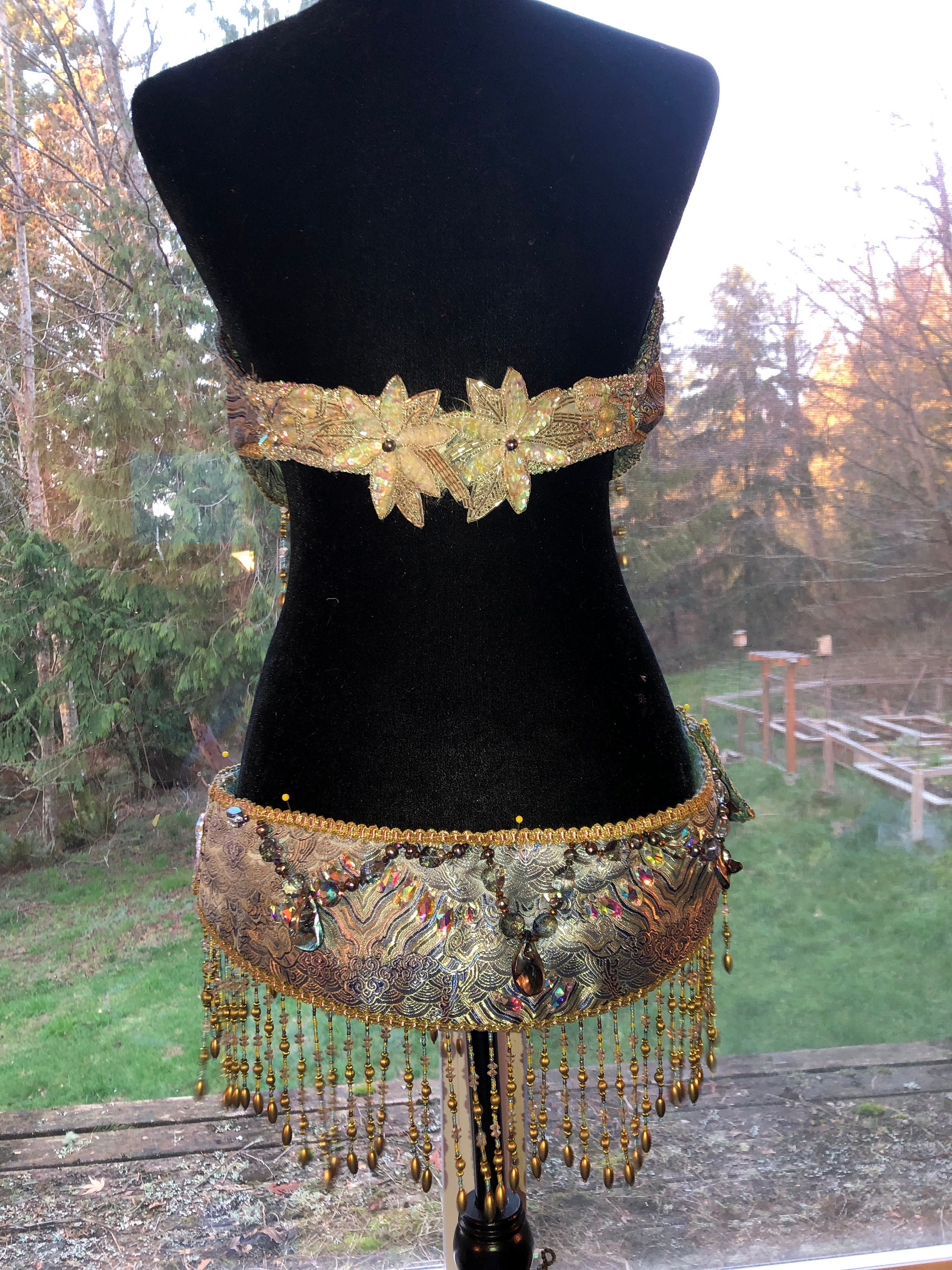 Handmade Vintage Style Mermaid Bellydance Costume Bra and Belt Set