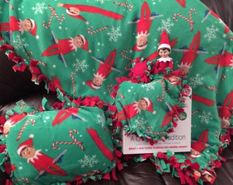 Elf on a shelf kid size blanket and pillow set