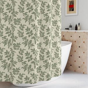 Green Botanical Shower Curtains, Nature-Inspired Home Decor, Leaf Pattern Bathroom Accessory, Gifts for Garden Lovers, Eco-Friendly Design