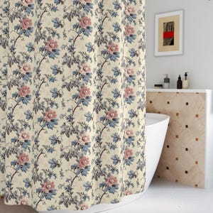 Vintage Floral Shower Curtain, Boho Bathroom Decor, Cottagecore Style, Bathroom Accessories, Gift for Home